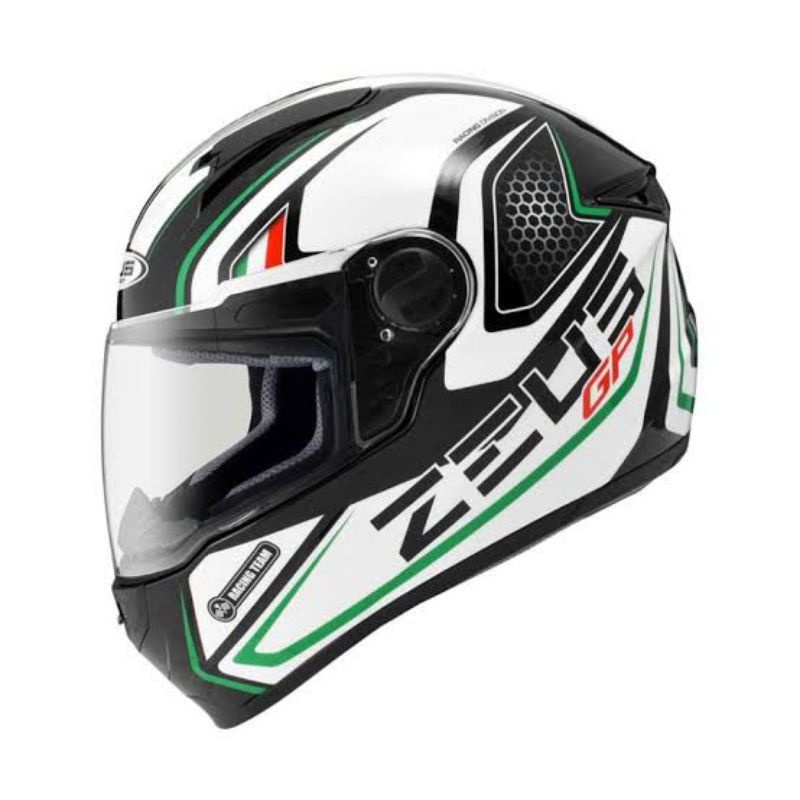 zeus 811 white al3 green putih hijau FREE dark visor helm full face fulfes