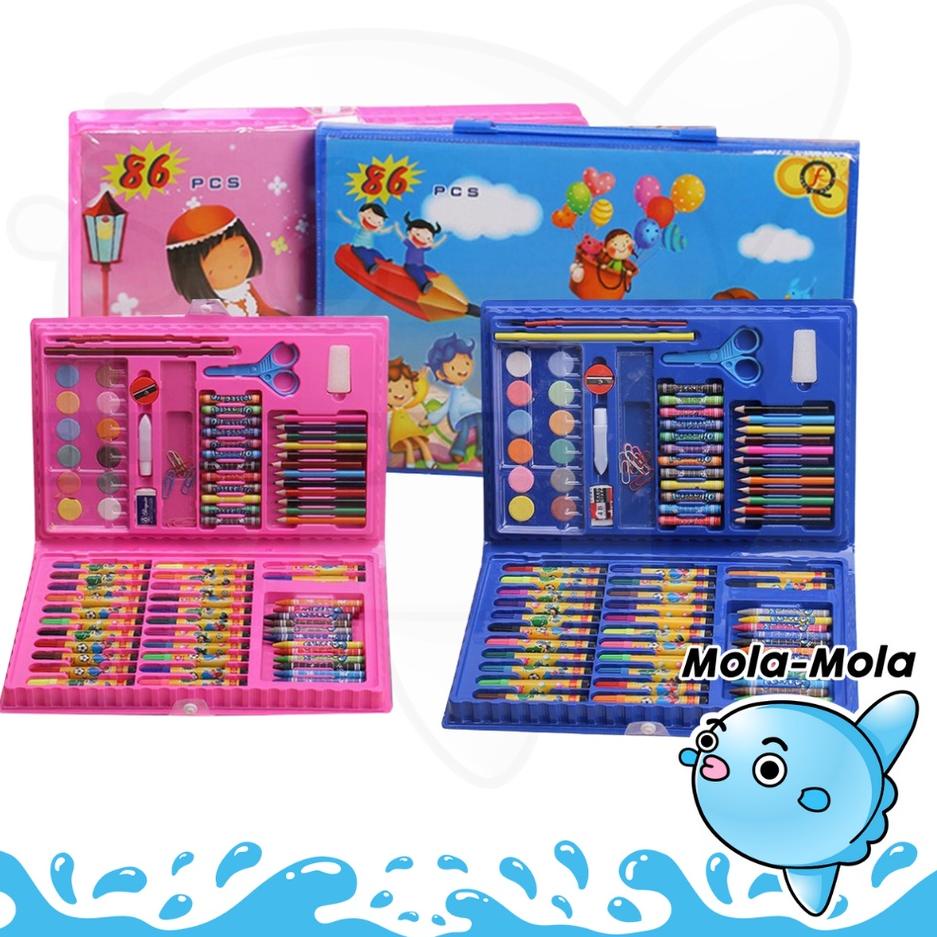 

(PALING DIMINATI) MOLAMOLA Crayon Set Isi 86 Pensil Warna Cat Air Alat Lukis Karakter Stationary Color Pencil Murah