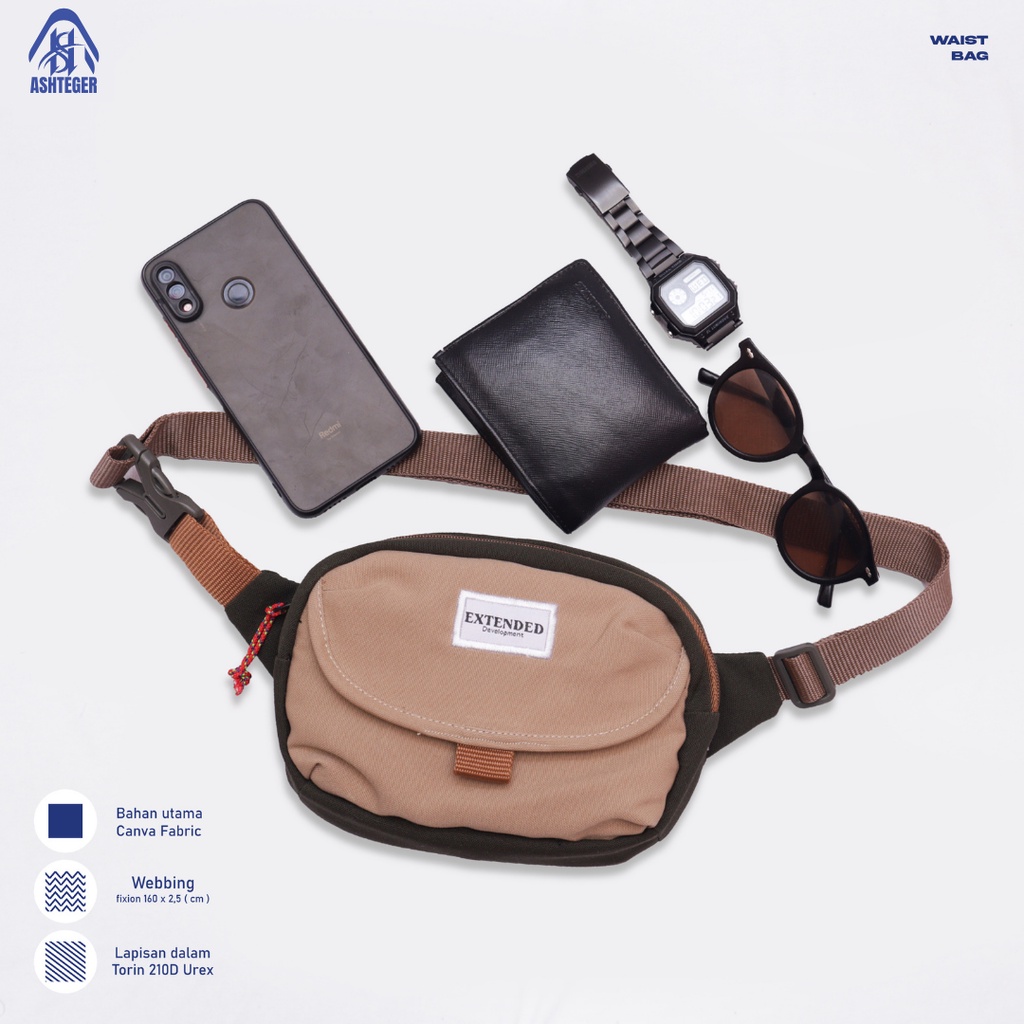 Tas Selempang Waistbag Canvas Pria Wanita Tas Pinggang Trendy Premium