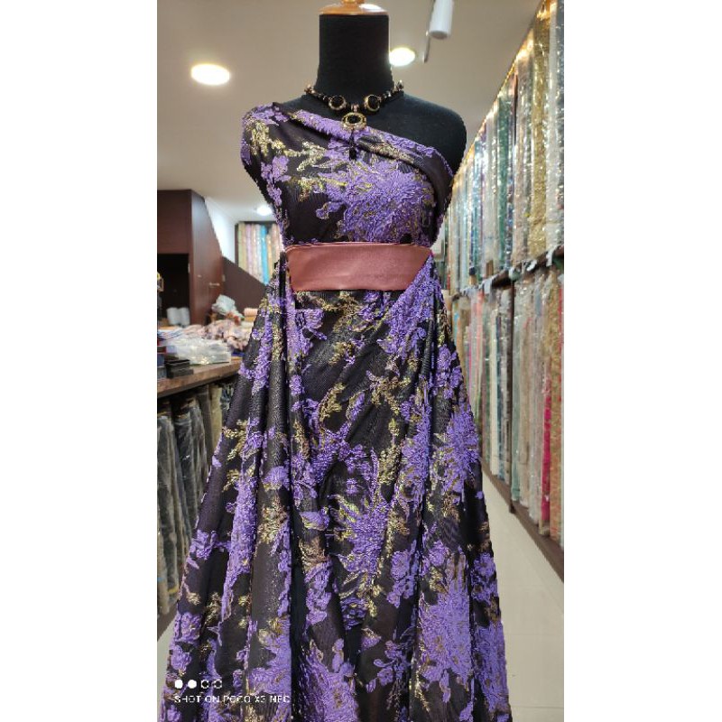 Kain Dress Jacquard Emboss Bridesmaid  Ungu