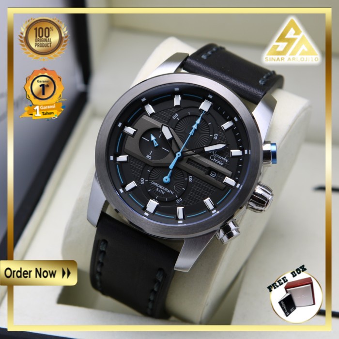 JAM TANGAN ALEXANDER CHRISTIE ALEXANDRE CHRISTIE PRIA COWOK ORIGINAL ORI BLACK SILVER AC 6562