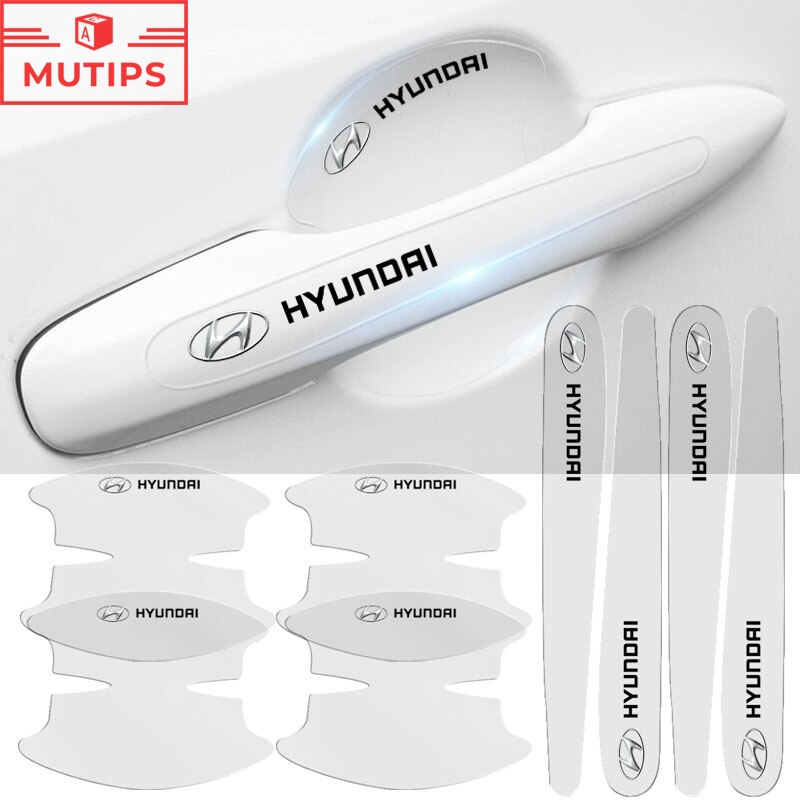 8pcs Stiker Pelindung Gagang Pintu Mobil Transparan Anti Gores Untuk Hyundai Getz Accent Atoz i20 Trajet H1 i10