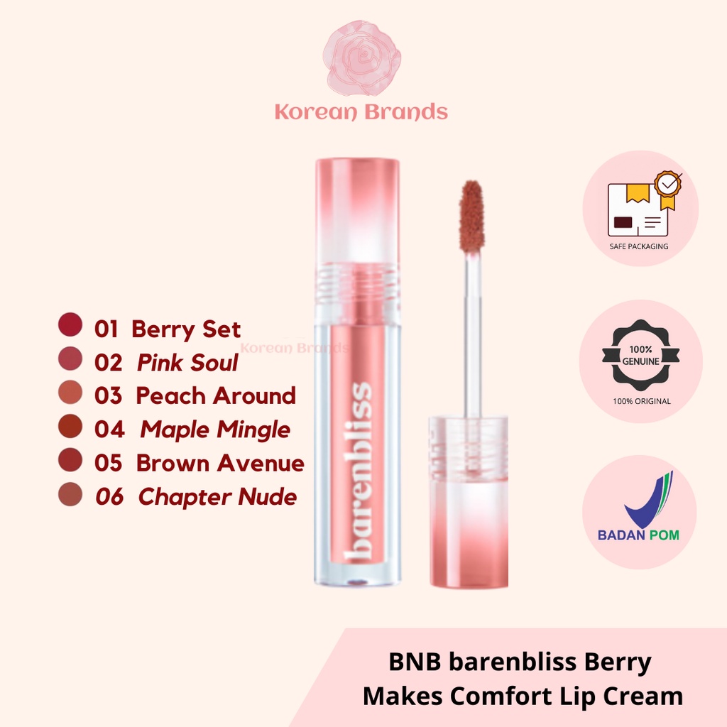 BNB barenbliss Berry Makes Comfort Lip Cream Korea Liquid Lipstik「24H Moisturizing」