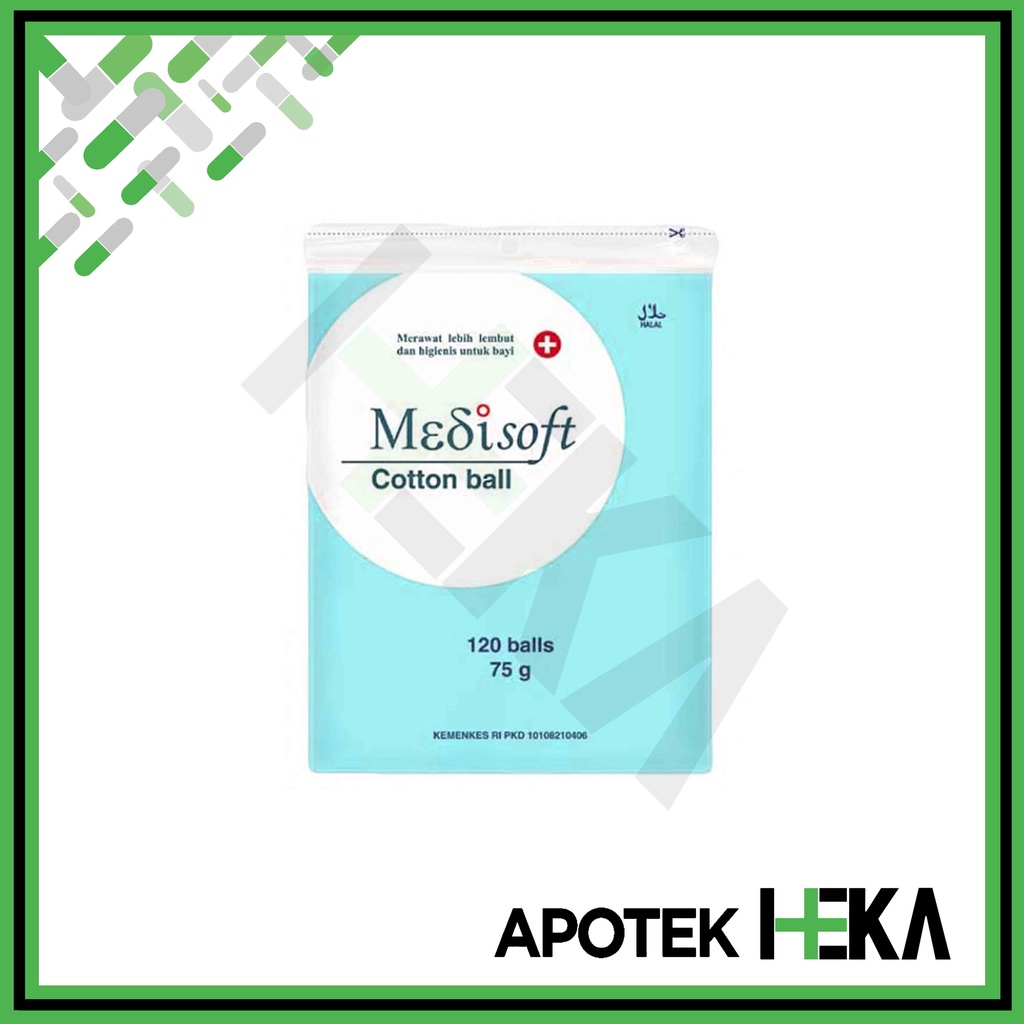 Medisoft Cotton Balls 120 balls 75 g Biru / 120 g Hijau - Kapas Bola (SEMARANG)