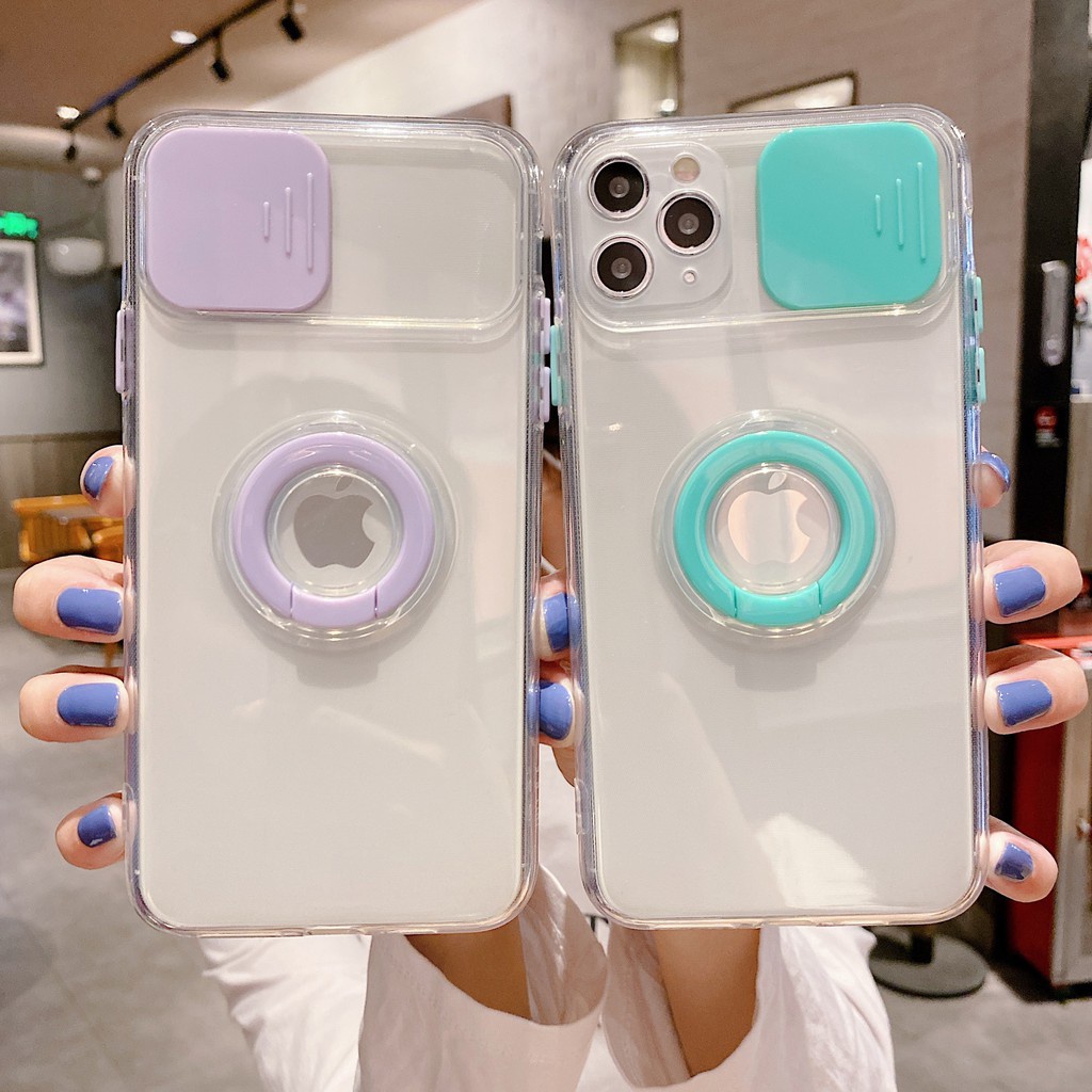 Casing Iphone 7 / 8 Plus X / Xs Max Xr 11 / 12 Pro Max Dengan Jendela Ring Warna-Warni