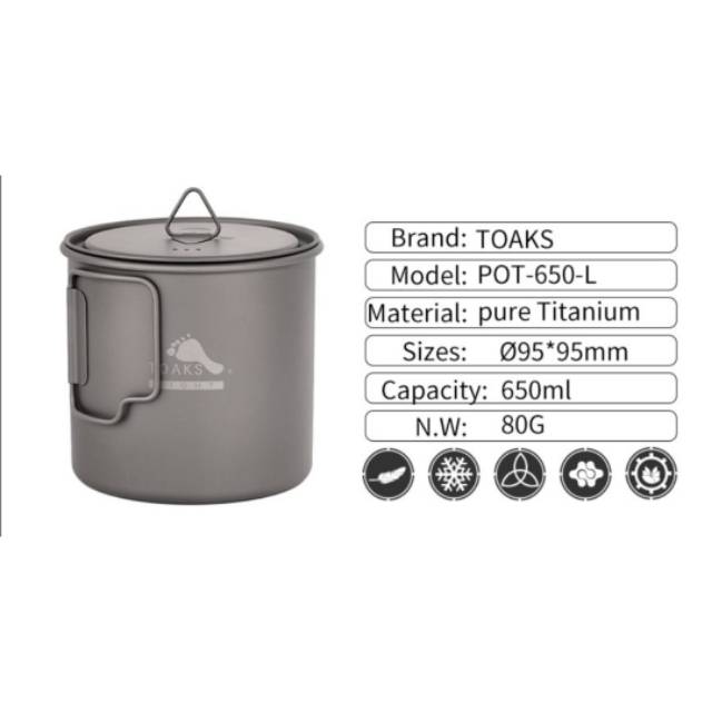 Toaks Titanium 650 ML Mug Cooking Set Titanium