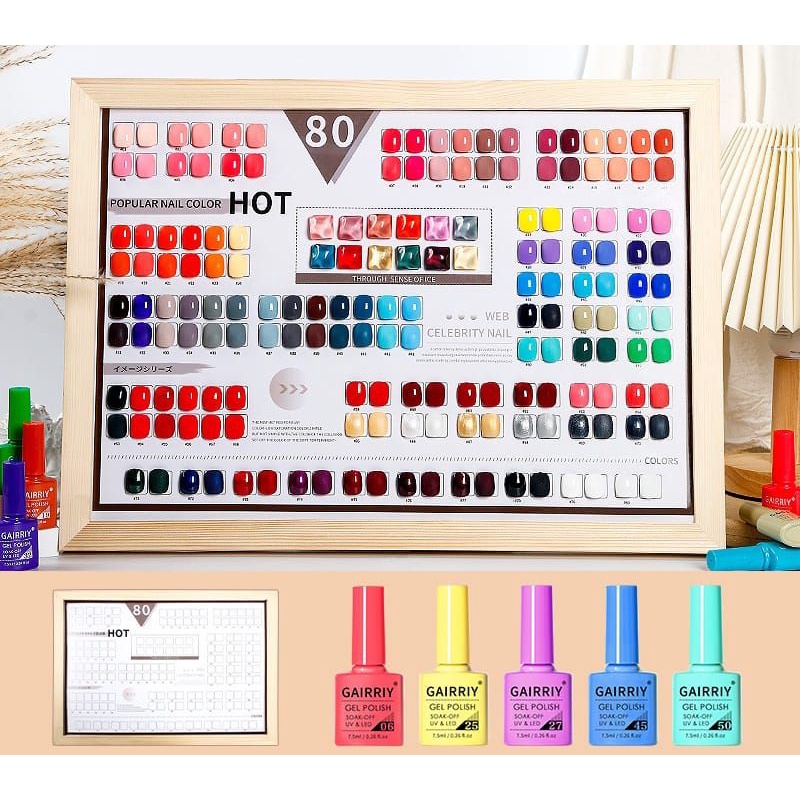 GRATIS PAPAN DISPLAY NAIL COLOUR Paket set nail gel polish 80 pcs GAIRRIY brand 7.5 ml best seller