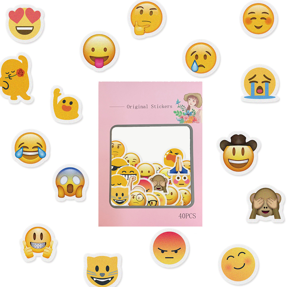 Creative new funny emoticons and paper hand account stickers package photo album diary DIY hand account stickers 40 pieces