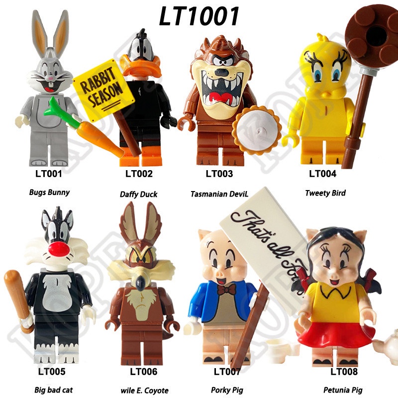 1pc Mainan Balok Bangunsusun Model Minifigures Bentuk Kelinci Daffybebekkucing Untuk Hadiah Anak