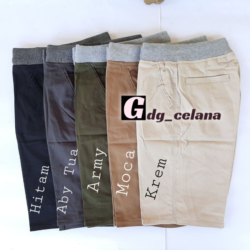 CELANA CHINOS JUMBO PENDEK KARET, BAHAN TWILL COMBED STRET (size 28-40)