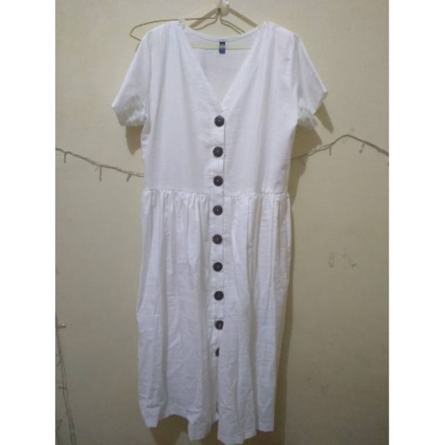 Dress putih kancing / dress korea
