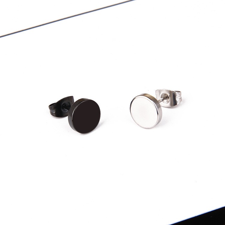 Fashion Punk Rock Ear Studs  Unisex Black Titanium Earrings