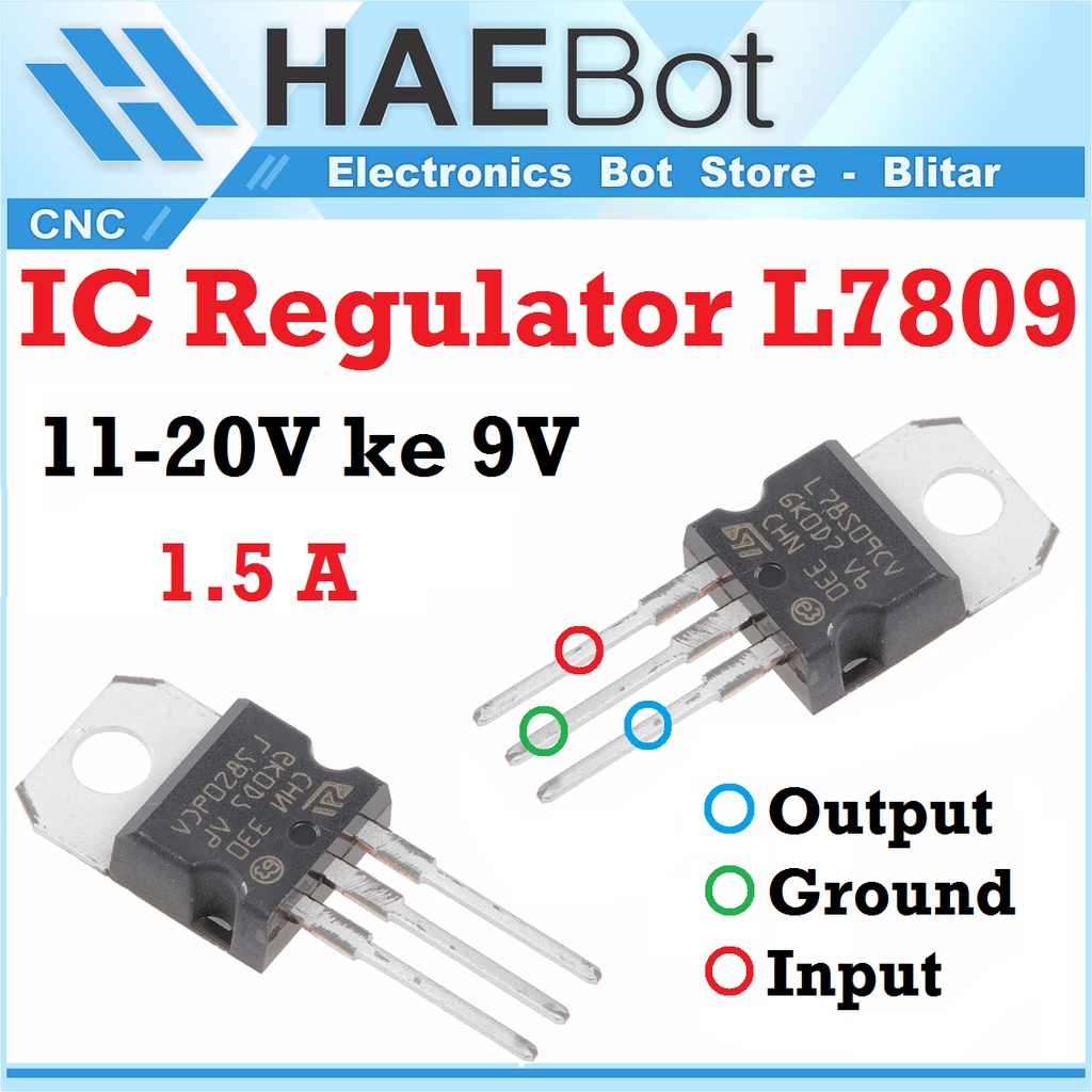 [HAEBOT] IC Regulator 9V 7809 L7809 LM7809 Power Penstabil Tegangan Voltase Elektronika Arduinoo TO 220 Pengatur Integrated Circuit