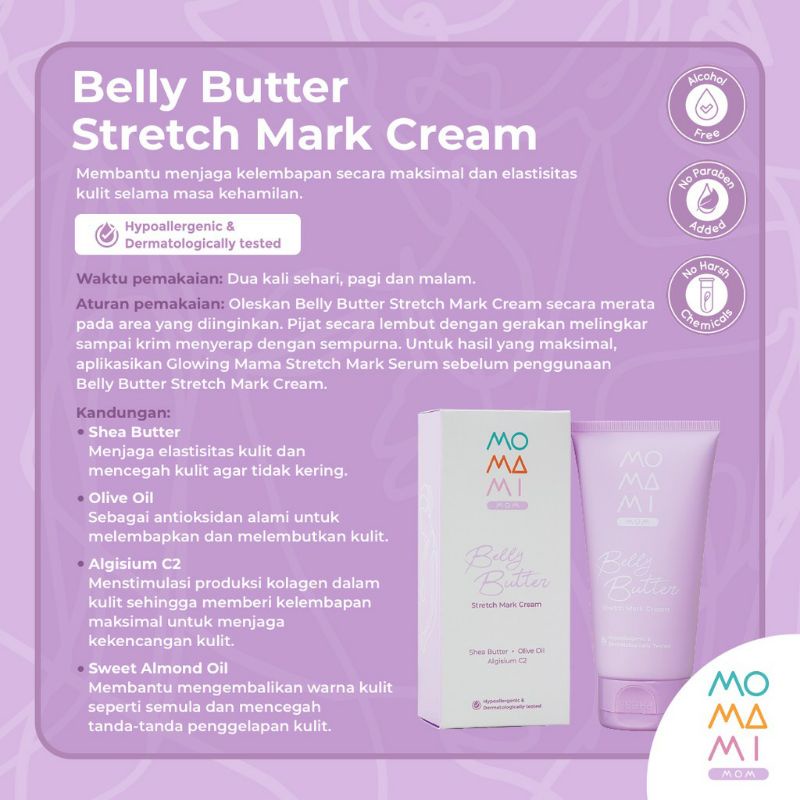 Momami belly butter stretch mark cream 125ml - krim ibu hamil | krim atau lotion stretchmark ibu hamil