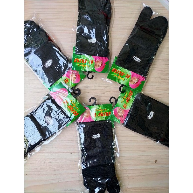 Kaos Kaki Jempol BAHAN NYLON / Kaos Kaki Muslimah / Kaos Kaki Wanita / Crem Polos /Tapak Hitam-7