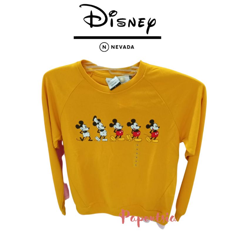 NEVADA Disney Sweater Cewek Original Motif Mickey Minnie Warna Kuning | Sweater Wanita Nevada x Disn