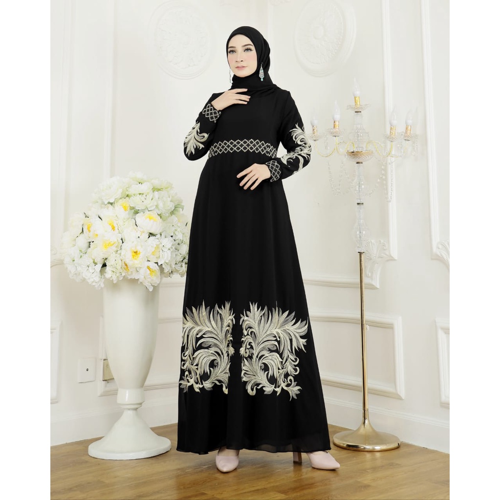 Gamis Bordir Cerruty Can Banu || Gamis Muslim Terbaru || Fashion Remaja Modern || [COD] Bayar di Tempat || Gamis Cerutty Baby Doll Kekinian