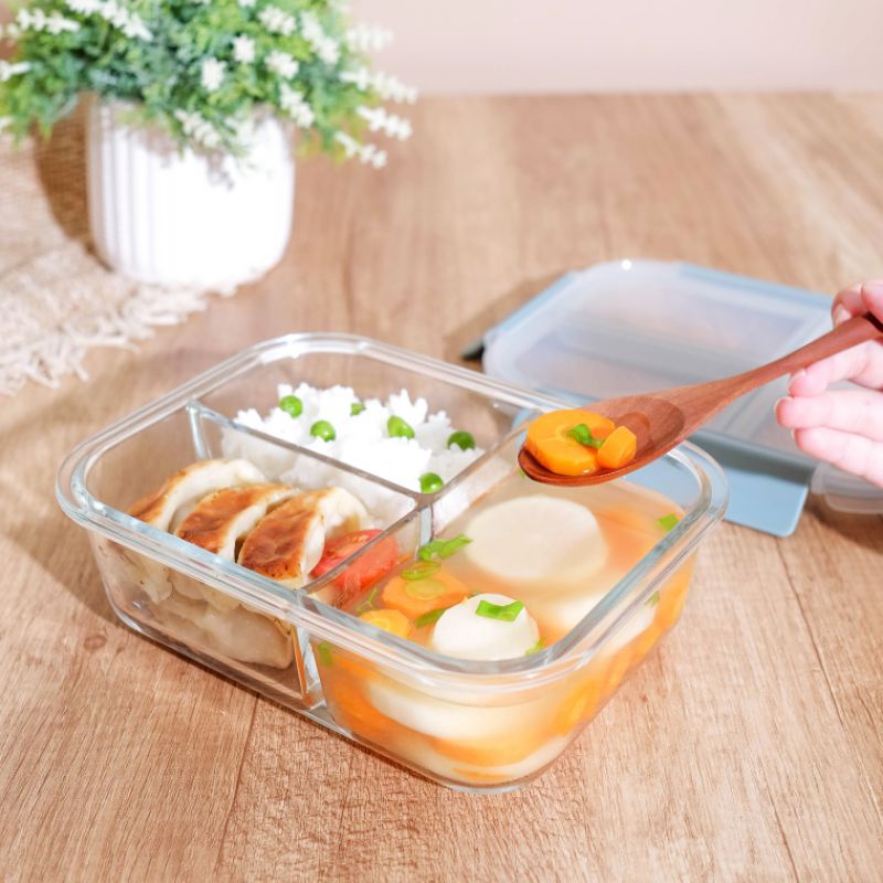 Little Dimple / Littledimple Split Lunch Box 2 grid / 3 grid / mixed grid / Kotak Bekal Bontot Makan Anak Kaca