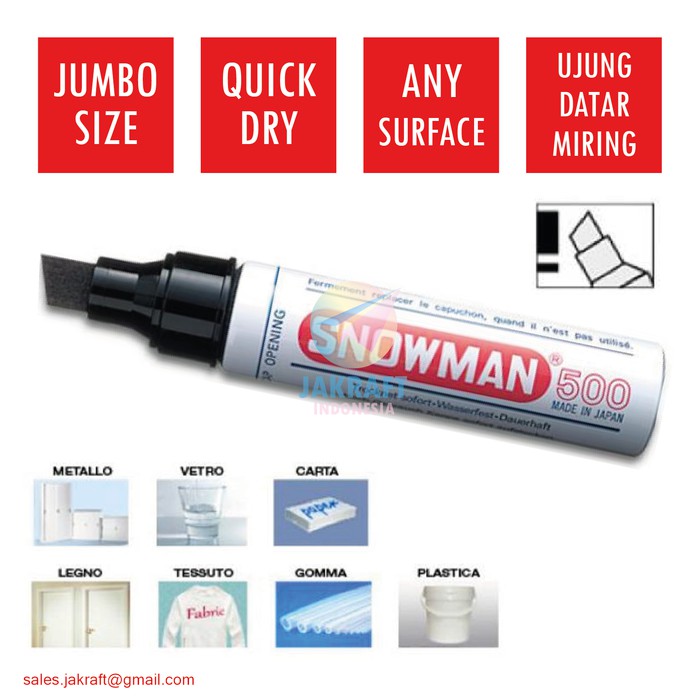 

NEW STOCK SPIDOL JUMBO BESAR PERMANENT MARKER SNOWMAN 500 SEGALA PERMUKAAN BENDA