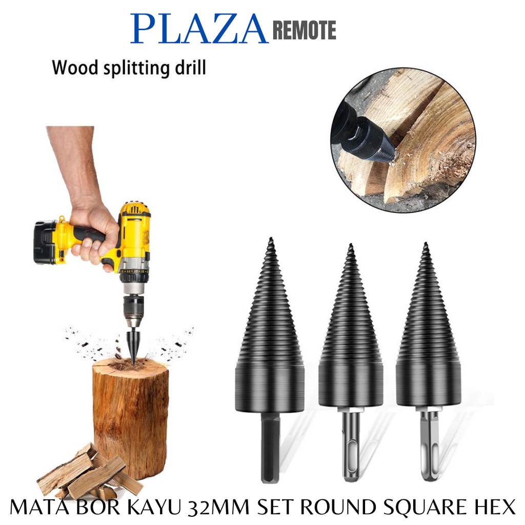 MATA BOR PAGODA PEMECAH KAYU 32 MM FIREWOOD SPLITTER DENGAN 3 ADAPTOR SDS