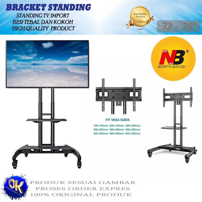 bracket tv stand NB AVA 1500 32 - 70 inch / Standing breket tv roda dorong