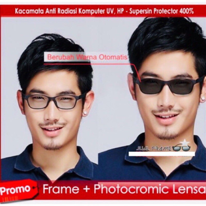 Kacamata  Sporty pria kacamata minus Bluecromic antiradiasi (paket frame+lensa) kacamata sporty pria