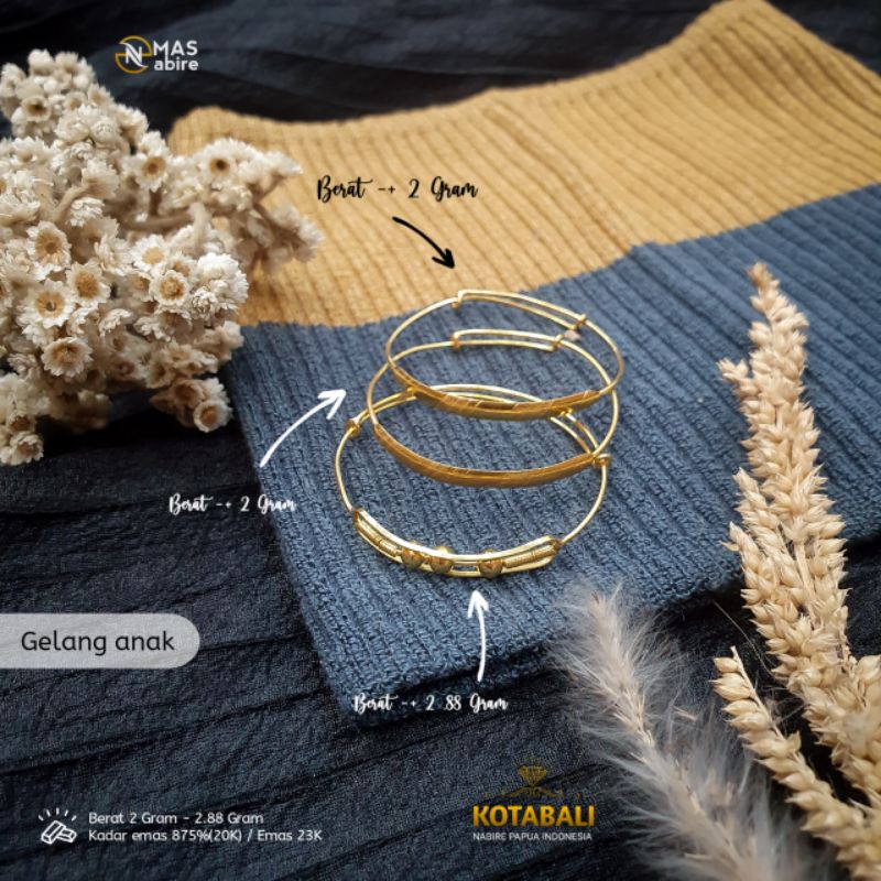 Gelang anak polos kadar emas 875% | emasnabire