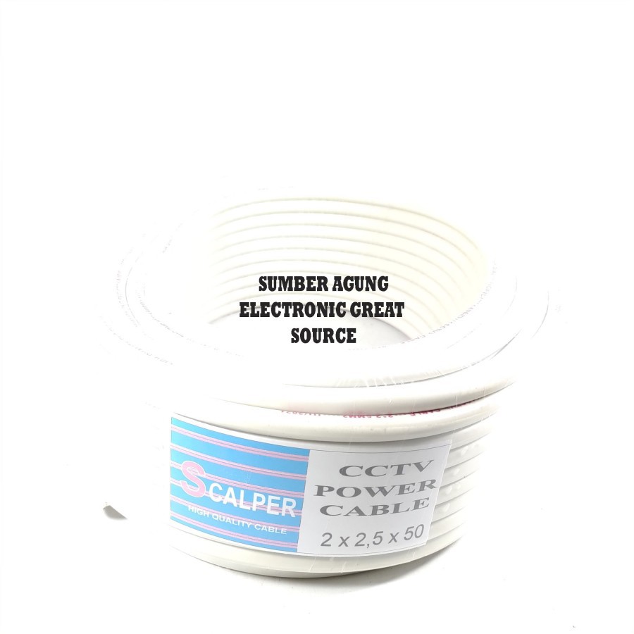 Kabel Kawat Isi 2 Scalper 2x2.5 Panjang Warna Putih Untuk Listrik CCTV