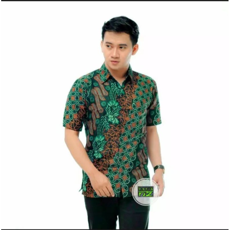 Kemeja Batik Pria Motif Seno Kawong HIJAU BOTOL  Ukuran M, L, XL, XXL, 3XL