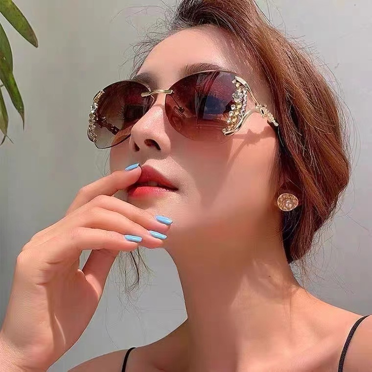 Rowling(ka-173)Kacamata  Hitam Terbaru Wanita No Frame Titanium Diamond Style Kacamata Fashion Murah/Kacamata Sunglasses Import Wanita Kacamata Fashion