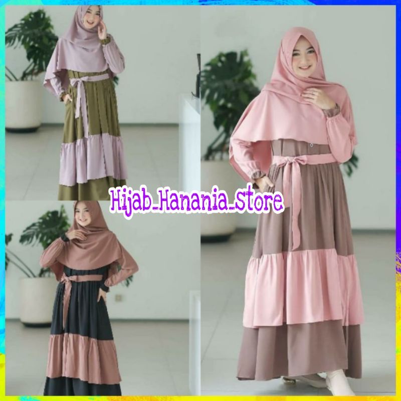 [MURAH] Gamis Wanita Terbaru 2021 Arumi Set Syari Gamis Set Hijab / Gamis Set Khimar Fashion Wanita 