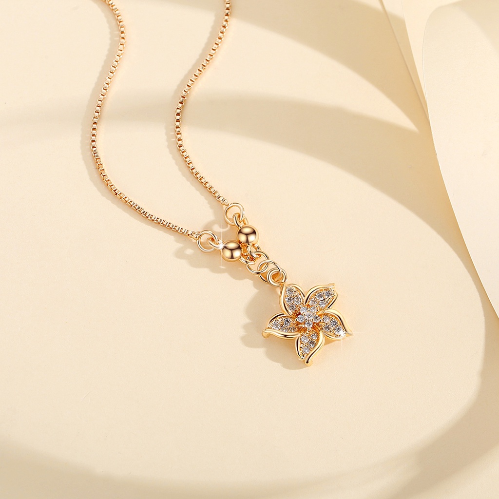 Y631 [COD✔] Kalung Bunga Kalung Rantai Liontin Bunga Berlian Aksesoris Wanita Lapis Emas Anti Karat