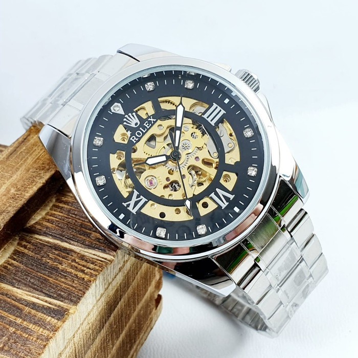 JAM TANGAN PRIA ROLEX AUTOMATIC ROMAWI RANTAI ORIGINAL COWOK ANALOG ADA 3 WARNA BISA COD