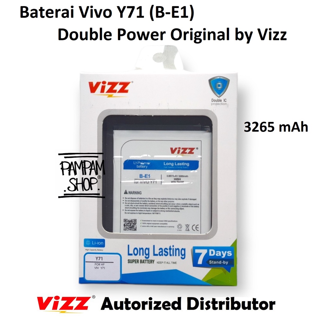 Baterai Vizz Double Power Vivo Y71 B-E1 BE1 Original Ori Batre Batrai Battery HP Handphone