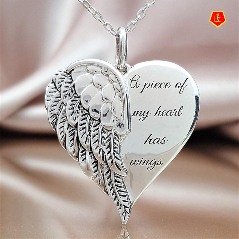 [Ready Stock]European and American Angel Wings English Inscription Necklace Female