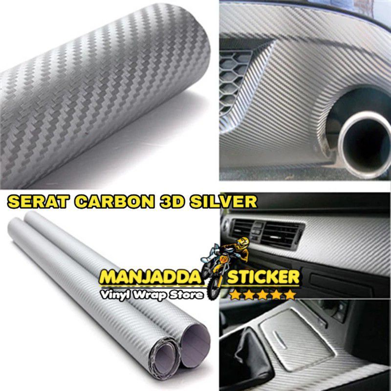Stiker Skotlet Motor carbon 3D Silver kualitas super