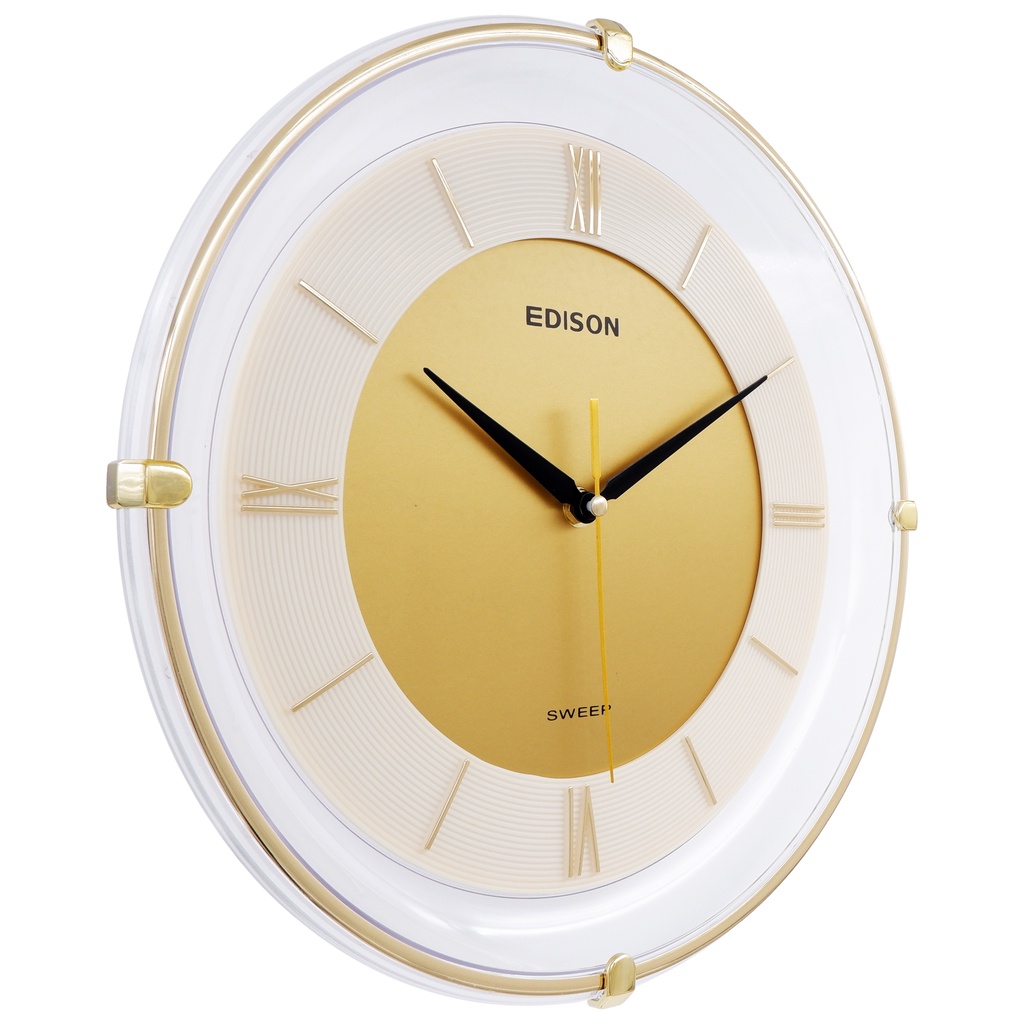 Jam Dinding Edison Sweep ES 331 TX Chrome Timbul Diameter 330mm 33cm