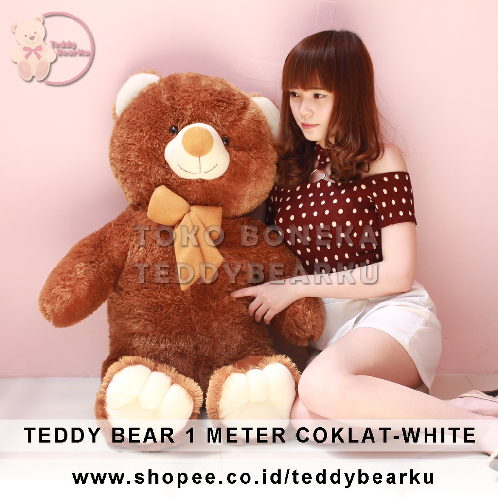 TEDDY BEAR JUMBO 1 METER COKLAT-WHITE