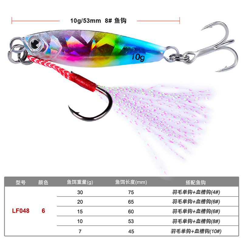 Umpan pancing metal jig + treble + asist hook fishing lure jigging 7g 10g 15g 20g 30g ultralight 048