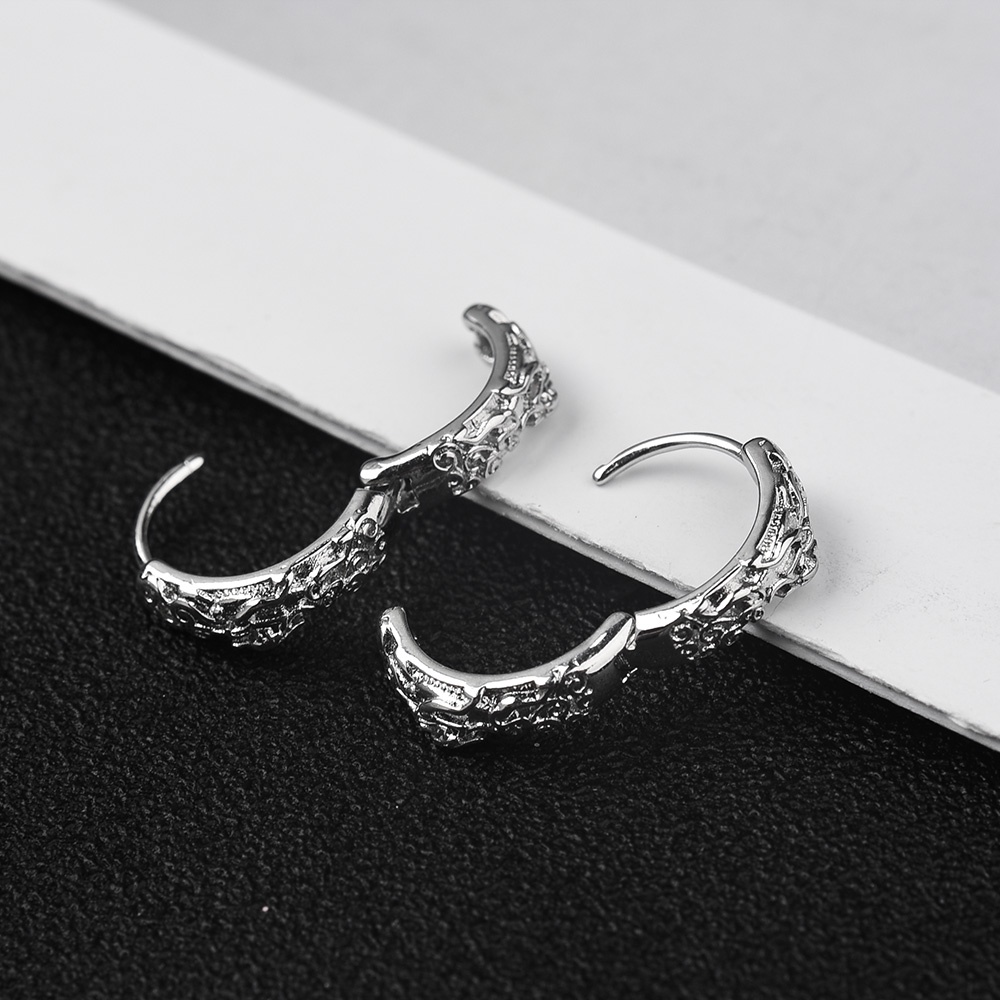 Anting Stud Gesper Telinga Pixiu Gaya Punk Hip-Hop China Feng Shui Good Luck Untuk Pria Dan Wanita