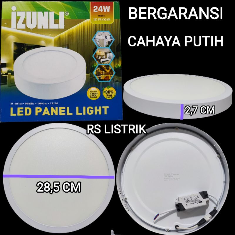 IZUNLI PANEL LED 24W OB BULAT OUT BOW CAHAYA PUTIH BAGUS