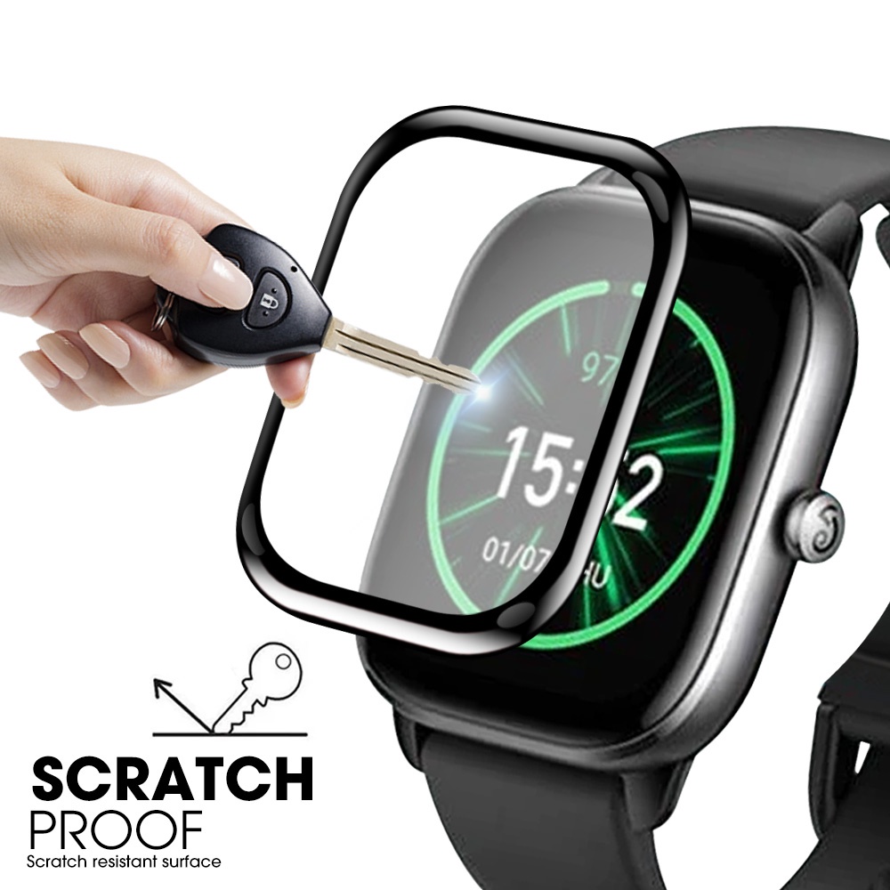 Film Pelindung Layar Smartwatch 3D Full Cover Bahan Fiber Glass Untuk Huami Amazfit GTS 4 Mini