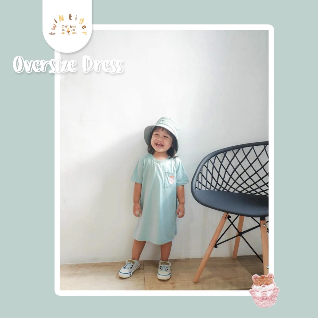 TWIN TIGER OVERSIZE DRESS BAJU ANAK TERUSAN DRESS ANAK FASHION ANAK PEREMPUAN  S M L