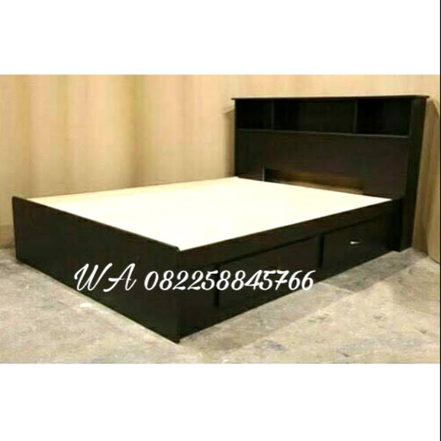 Dipan Ranjang Tempat Tidur Lemari Rak Laci Kayu Jati Model Simpel Minimalis Dari Jepara