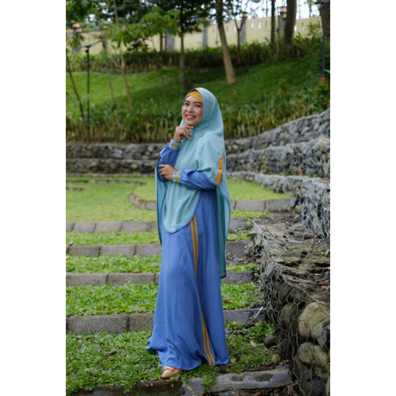 Terbaru Set Gamis LAUNA BABYLONE BLUE MINT by Aulia Fashion