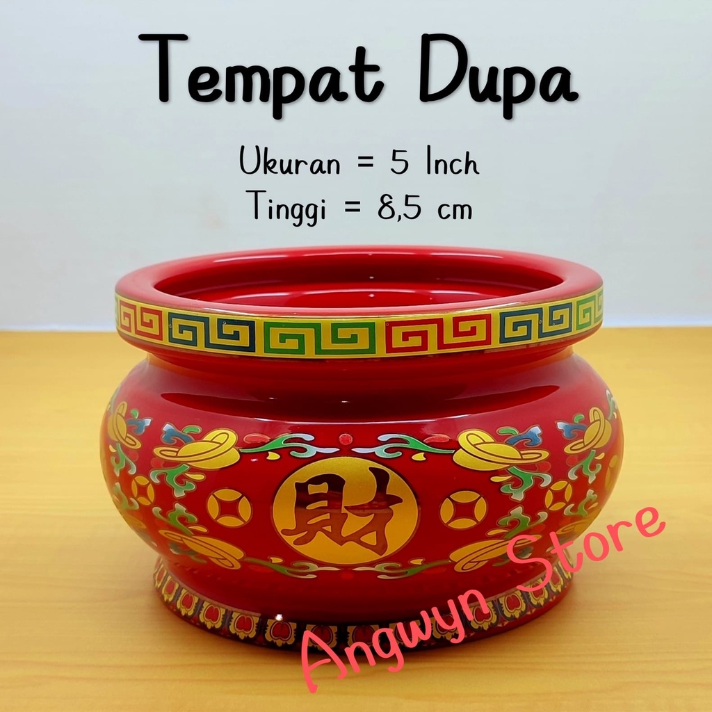 Tempat Dupa / Hiolo Keramik Merah Ukuran 5 inch