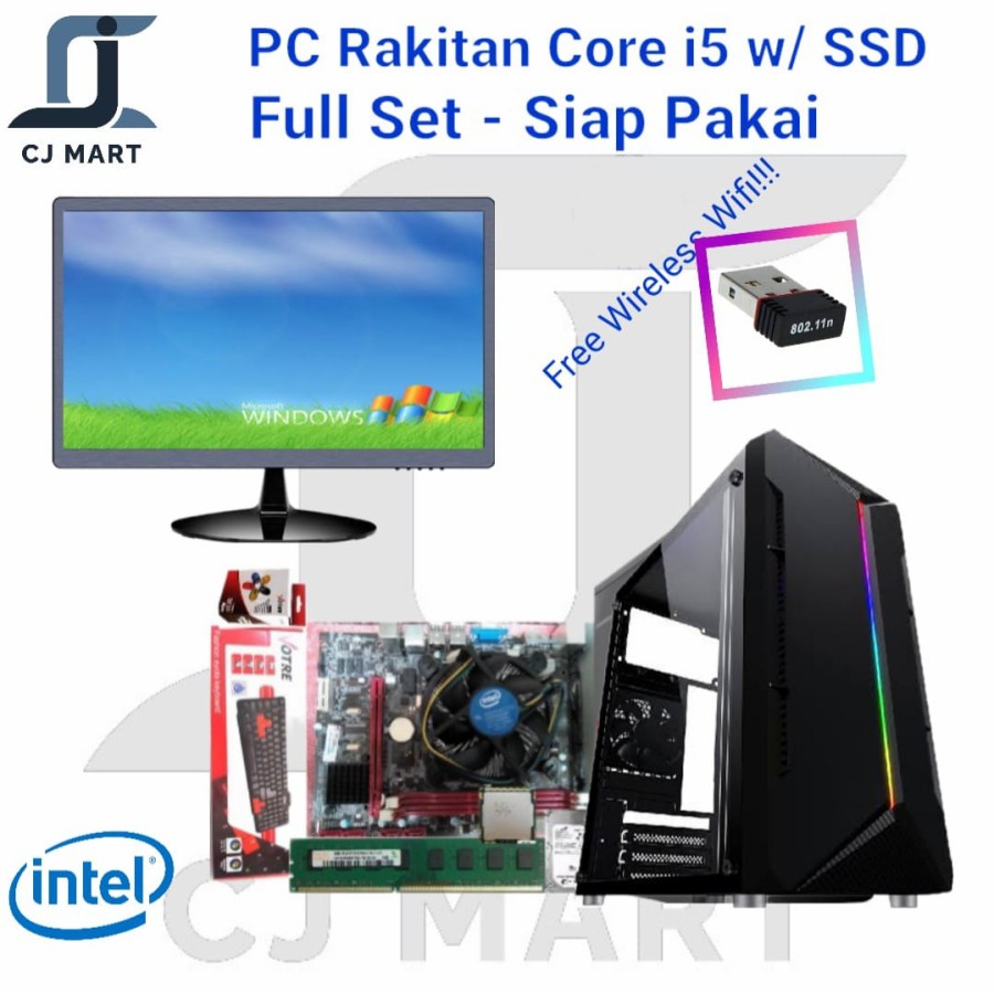 PC Rakitan Core i5 w/ SSD FULL SET / PC KERJA /KASIR / GARANSI 1 THN - SSD120GB+LED16&quot;