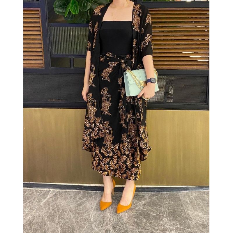 SET PAKAIAN BATIK OUTER TANPA BRUKAT SET ROK LILIT BATIK WAYANG KONDANGAN JUMBO PREMIUM