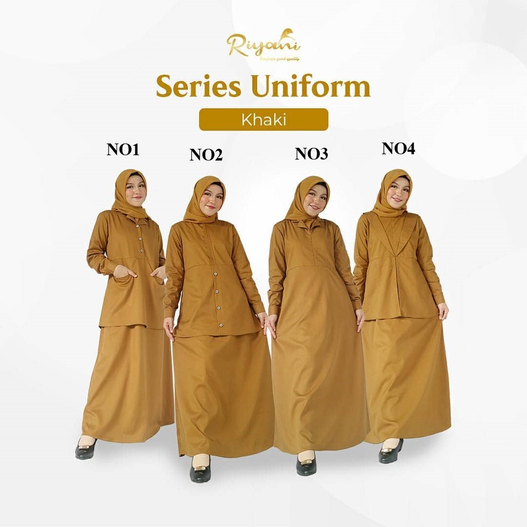 Baju Gamis Wanita Warna Khaki Gelap Seragam Pns Pdh Dinas Pemda ukuran s m l xl xxl by RIYANI