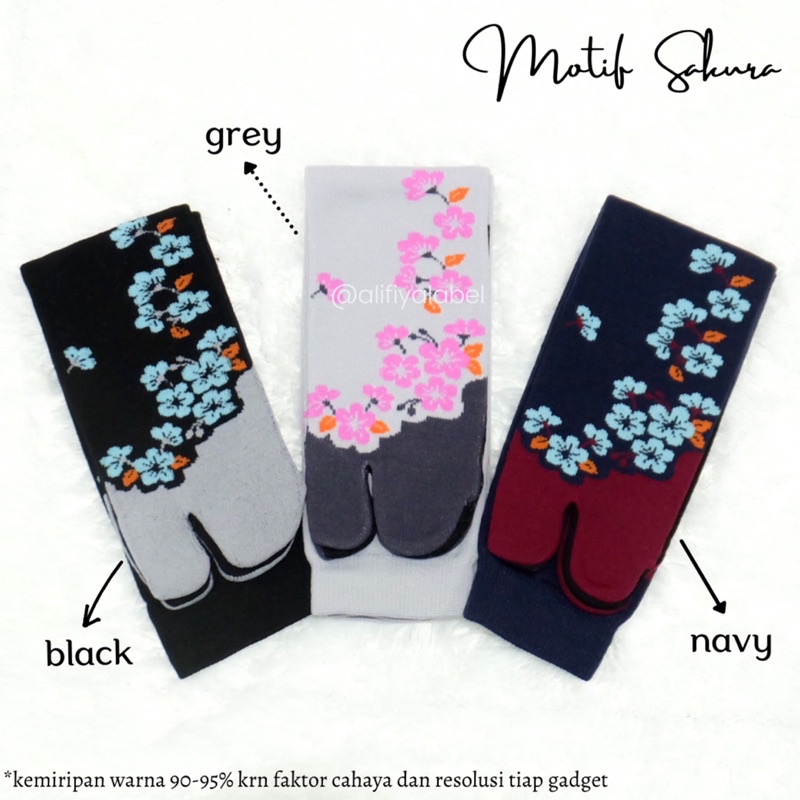 KAOS KAKI JEMPOL MUSLIMAH NILON “MOTIF SAKURA” by @alifiyalabel